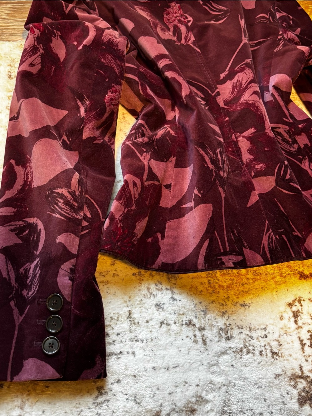 Ann Taylor Deep Burgundy Floral Velvet Blazer - Picture 5 of 5